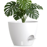 KUGAZ 12 Inch self watering plant pot front view in white