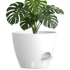 KUGAZ 12 Inch self watering plant pot front view in white