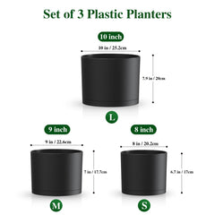 KUGAZ 9-inch black plant pot with detachable saucer