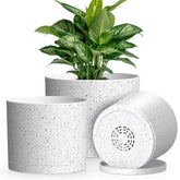 KUGAZ Plant Pots 10 inch white with black speckles front view