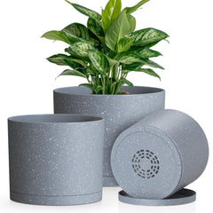 KUGAZ Plant Pots set front view showing three sizes 10, 9, and 8 inch