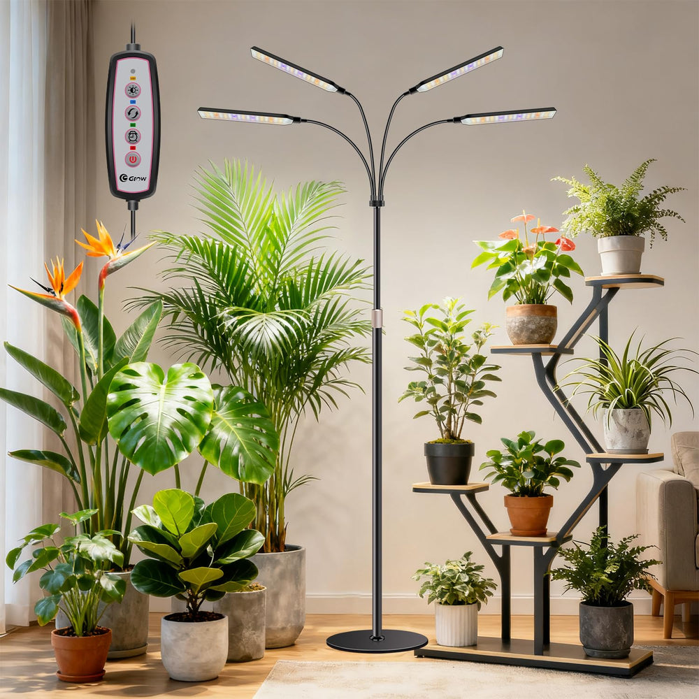 Kullsinss 4-head floor grow light with adjustable height and flexible goosenecks