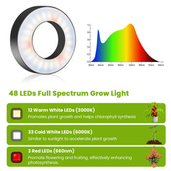 Kullsinss Halo Plant Light in use on a tabletop with plants