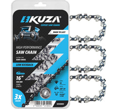 KUZA 16 inch chainsaw chain pack of 3 front view