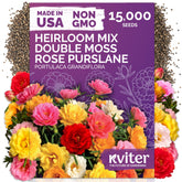 KVITER 15,000 Mix Moss Rose Heirloom Seeds package front view