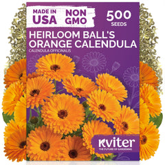 KVITER 500 Ball's Orange Calendula seeds package front view
