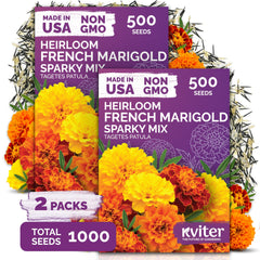 KVITER French Marigold Heirloom Seeds 1,000 pack front view