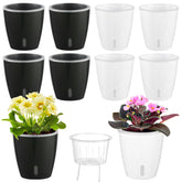 KvyusFlourish 5-inch self watering pot in black front view