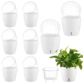 KvyusFlourish 6.7 inch self-watering pot set in white