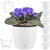 KvyusFlourish Self Watering Pot front view in white