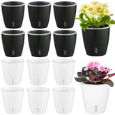 KvyusFlourish Self Watering Pot in White, side view