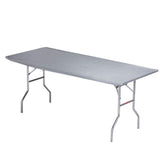 Kwik-Covers 6' rectangle table cover in metallic silver, front view