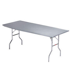 Kwik-Covers 6' rectangle table cover in metallic silver, front view