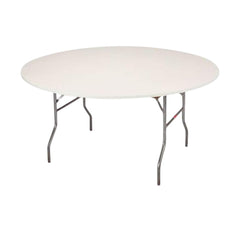Kwik-Covers 60" round fitted plastic table cover, white