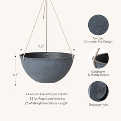 LA JOLIE MUSE Hanging Planter Basket side view with adjustable ropes
