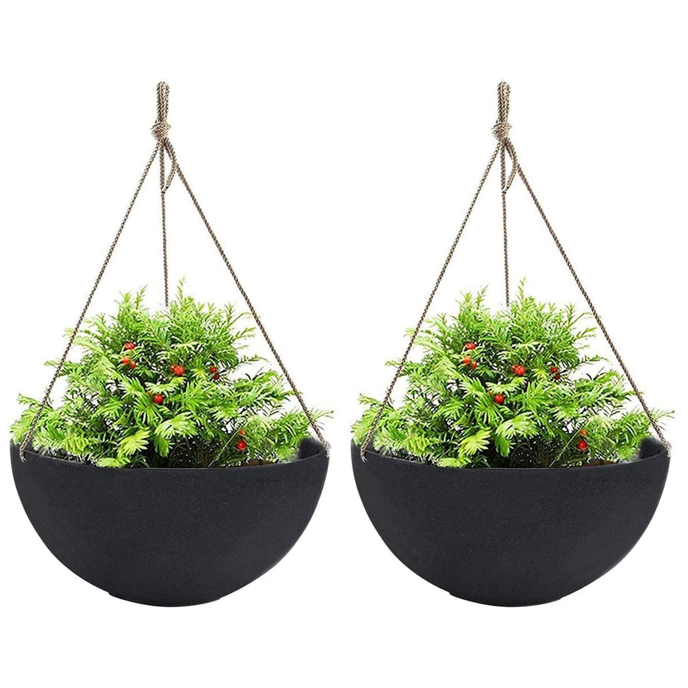 LA JOLIE MUSE large hanging planter 13 inch black front view