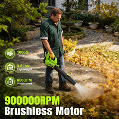 laapee Cordless Leaf Blower with shoulder strap attached