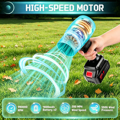 laapee Leaf Blower showing charger and batteries
