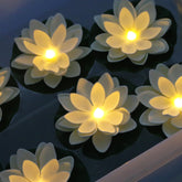 LACGO 12 PCS Floating Lotus Lights warm white in pond