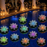 LACGO 12 PCS Waterproof Floating Lotus Lights in multicolour