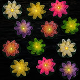 LACGO 12PCS floating lotus lights in mix-colours on water
