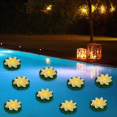 LACGO 24 pcs floating lotus lights warm white color from above
