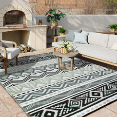 Lahome 6x9 Outdoor Rug black and grey reversible design