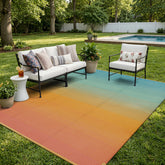 Lahome Extra Large Outdoor Rug 8x10 in orange blue-sunrise pattern