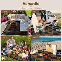 Lahome Outdoor Rug 6x9 brown checkered pattern