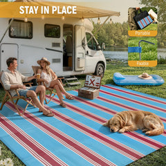 Lahome Striped Rug folded with carrying bag
