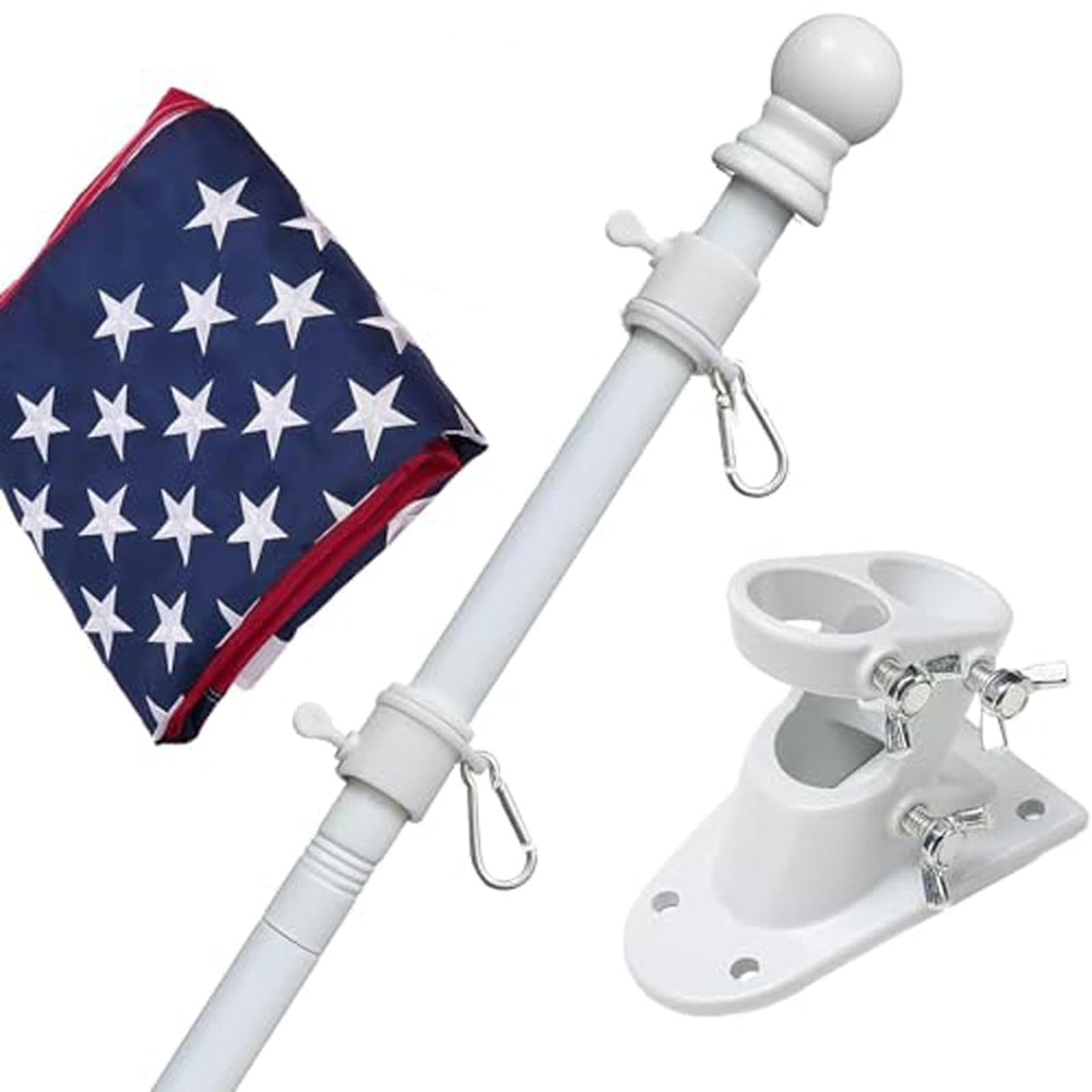 LAKEROD 6ft flag pole kit with American flag front view