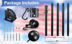 LAKEROD flag pole kit showing the 5-position adjustable bracket