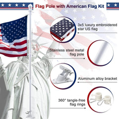 LAKEROD stainless steel flag pole with mounting bracket