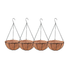 LáLáGreen 16-inch black hanging basket front view with coco liner