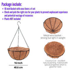 LáLáGreen hanging baskets with metal chain and hook