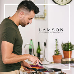 Lamson Fish Spatula in use with fish on a grill