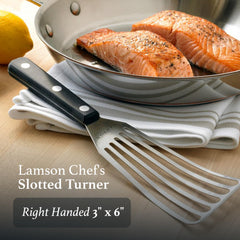 Lamson Fish Spatula showing Midnight Black composite handle