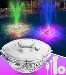 LanAqua Floating Pool Fountain front view with lights