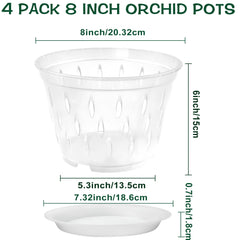 lanccona 8 Inch Clear Orchid Pot side view