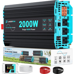 LANDERPOW 2000W inverter front view with AC outlets