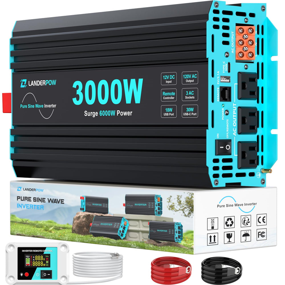 LANDERPOW 3000W Pure Sine Wave Inverter front view