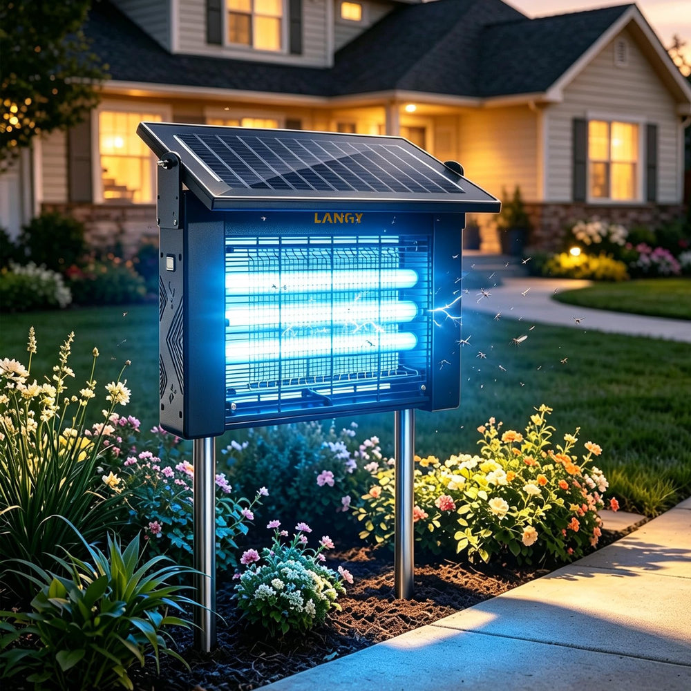LANGY Solar Bug Zapper Outdoor front view with solar panel
