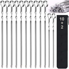 LANNEY 17-inch stainless steel kabob skewers front view