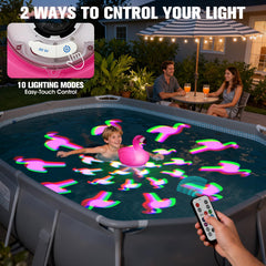 LanPool Flamingo Pool Light illuminated in blue colour
