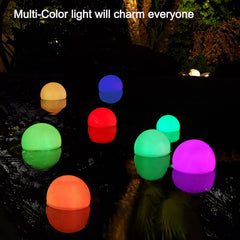 LanPool Floating Pool Light Ball in a swimming pool at night