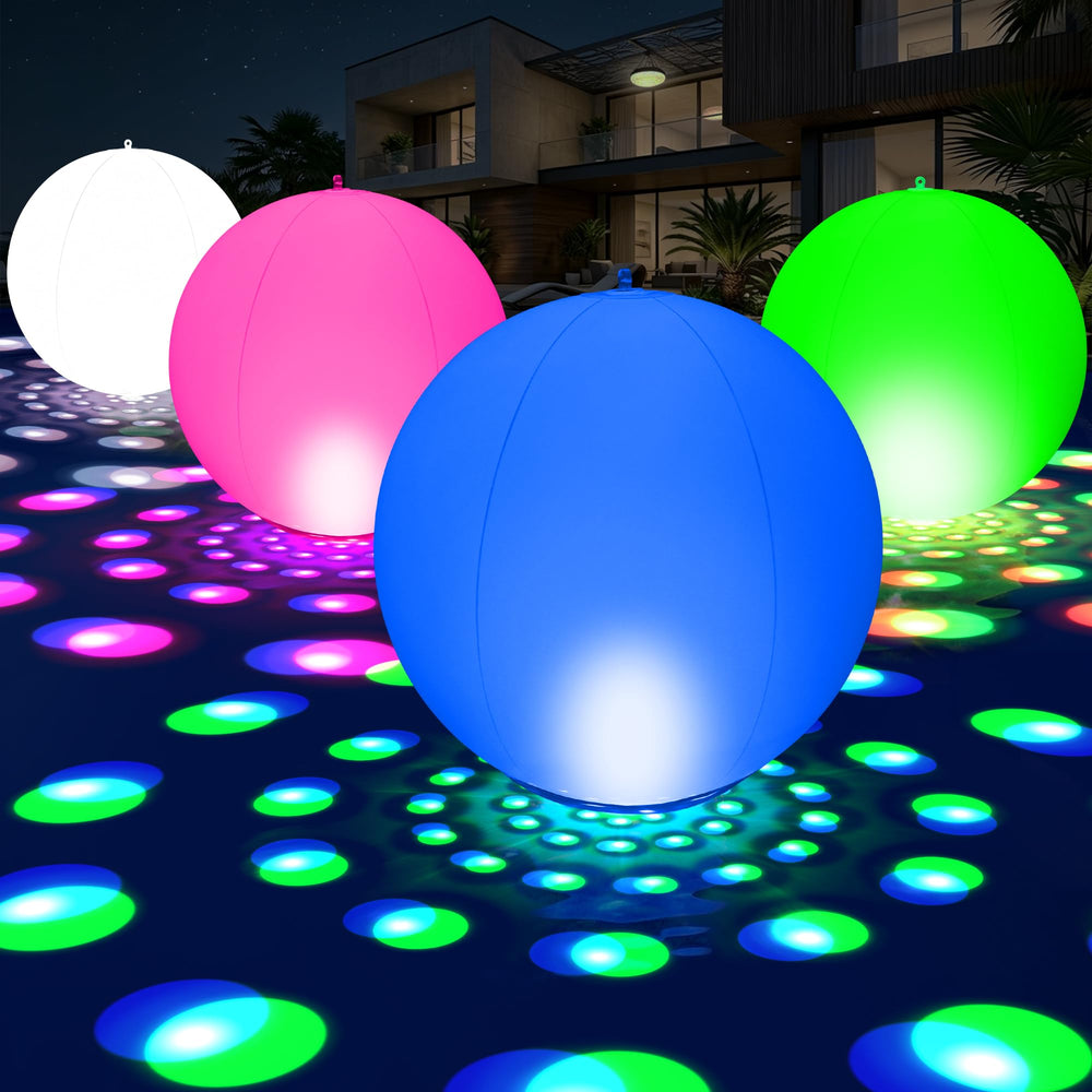LanPool Floating Pool Lights 15in white inflatable model front view