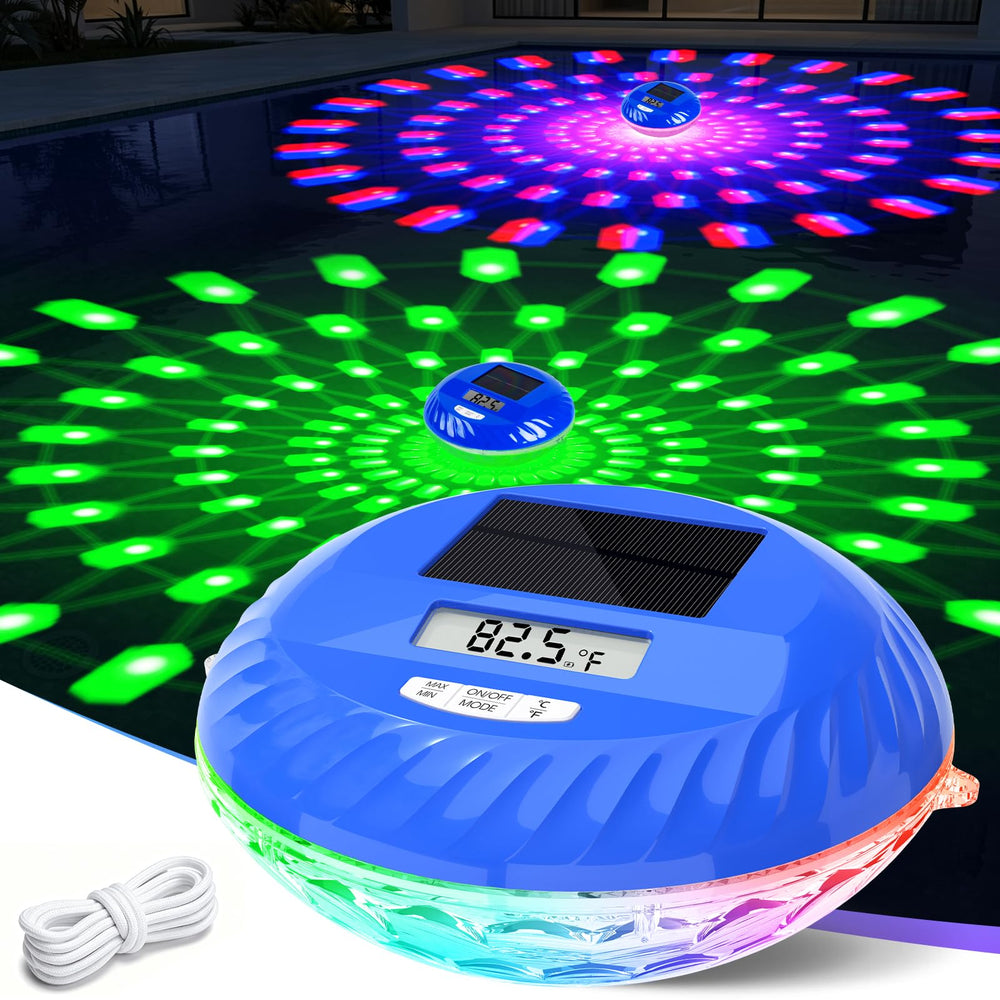 LanPool Solar Floating Pool Light front view in blue