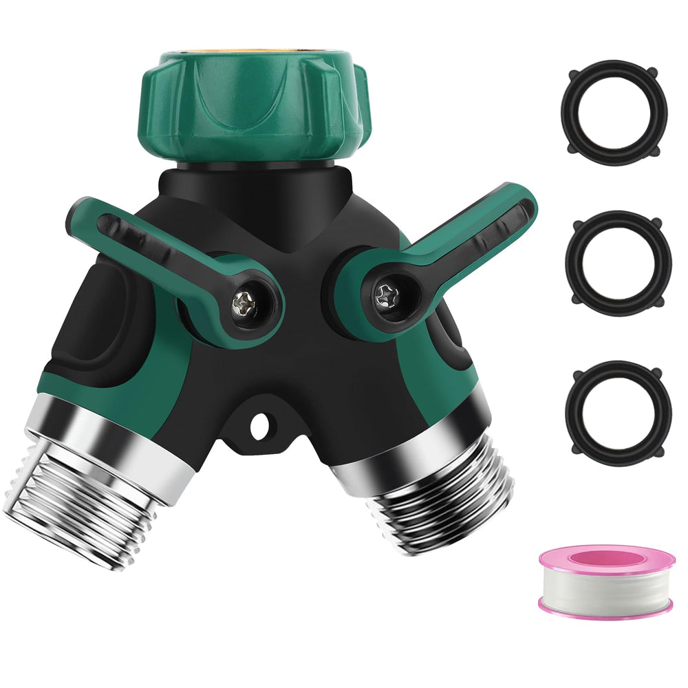 LANPOWAE 2 Way Hose Splitter front view with rubberized grip