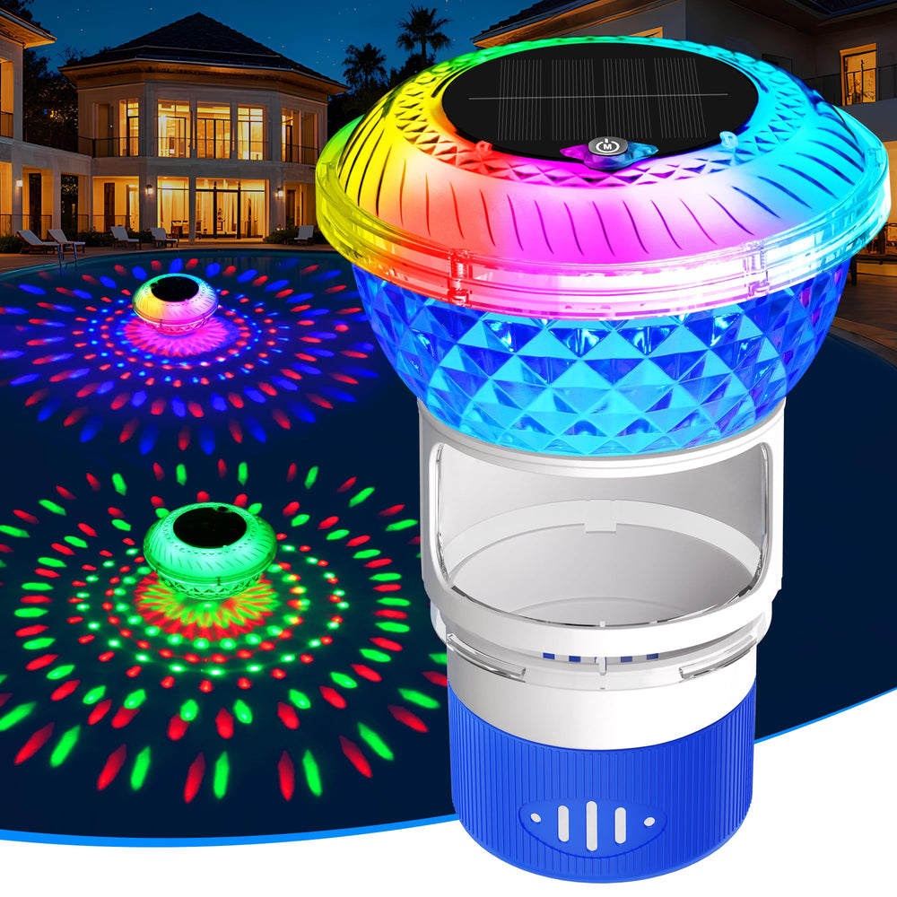 LanSuper Pool Chlorine Floater with light in blue, front view