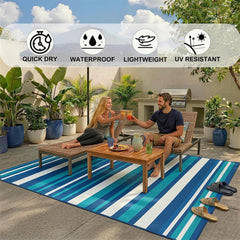 LANVIA Outdoor Patio Rug rolled up with carrying bag